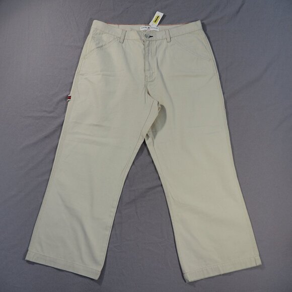 Tommy Hilfiger Jeans Womens 12 Tan Cropped Cargo Pants Wide Leg Baggy Y2K - Picture 1 of 11
